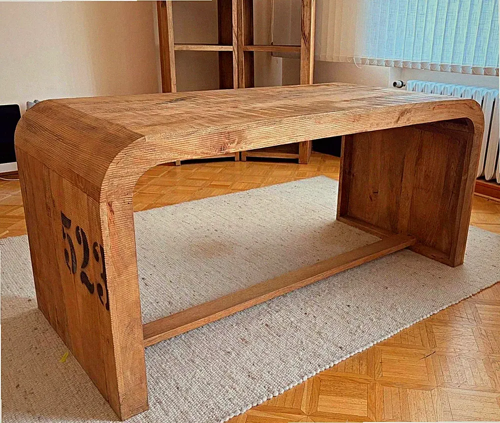 Industrial Vintage Holz Schreibtisch mit Stauraum 6 Schubladen 75cm hoch
