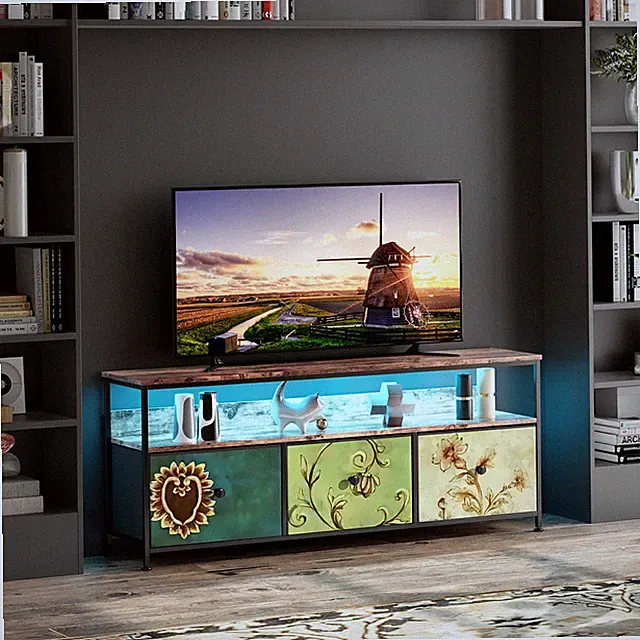 Industrie-TV-Möbel TV-Möbel 108 cm mit 3 Schubladen TV-Tisch Wohnzimmer Möbel