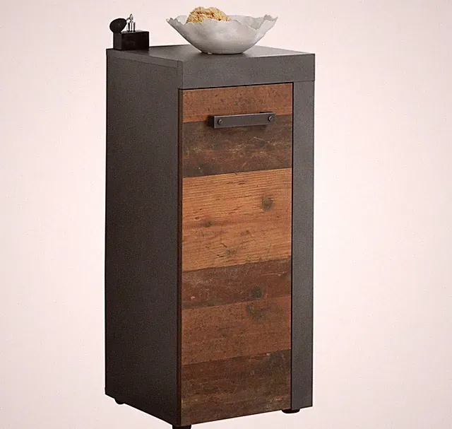 Indy Kommode Alteiche/Grau Matt Nachtkonsole BxHxT 36 x 81 x 31 cm mit...