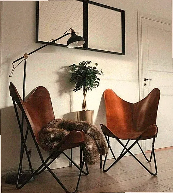 Innen Außen Bett Sitz Handgefertigt Buffalo Leder Schmetterling Relax Sessel