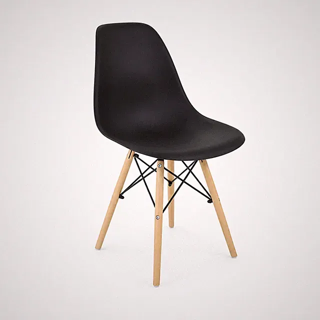 INSPIRO SL Esszimmerstuhl Schwarz mit naturfarbenen Holzbeinen