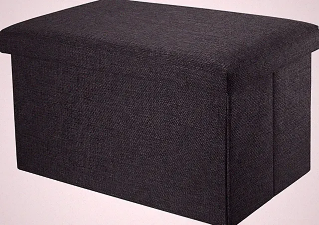 INTIRILIFE Faltbare Sitzbank 49x30x30cm in Diamant SCHWARZ - Sitzwürfel Stoff