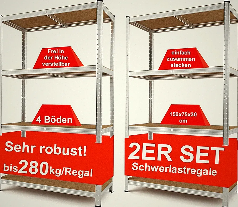 Izzy 2er-Set Regal Schwerlastregal