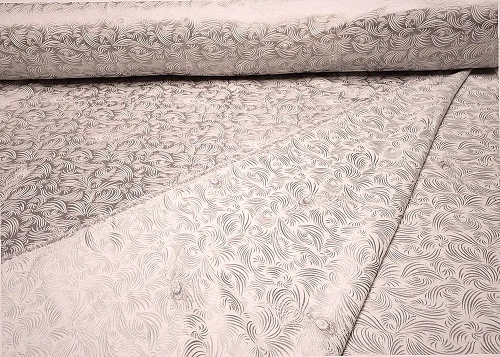 Jacquard Möbel Gardinen Stoff Dekostoff Doppelseitig Hellrosa Silber 280cm Breit