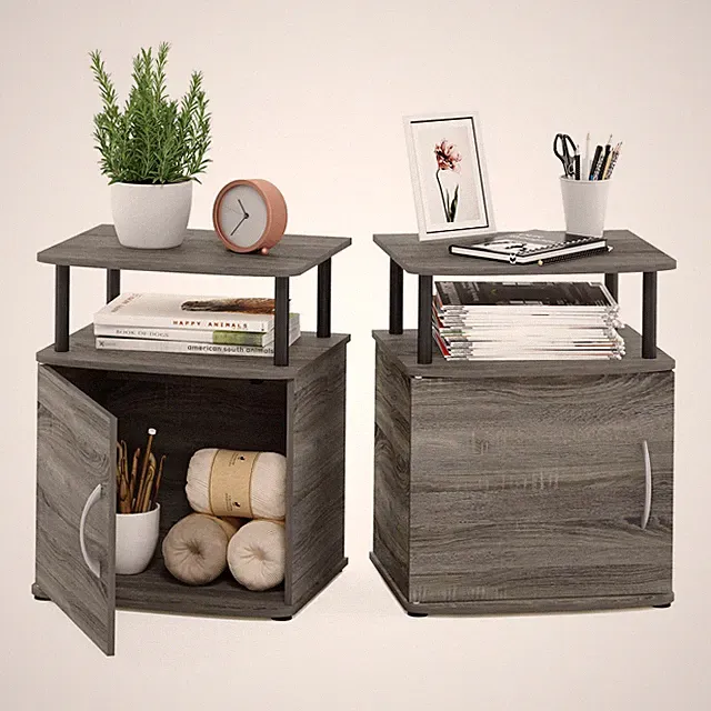 JAYA Utility Design Beistelltisch, Nachttisch, französische Eiche/Schwarz, 2e...