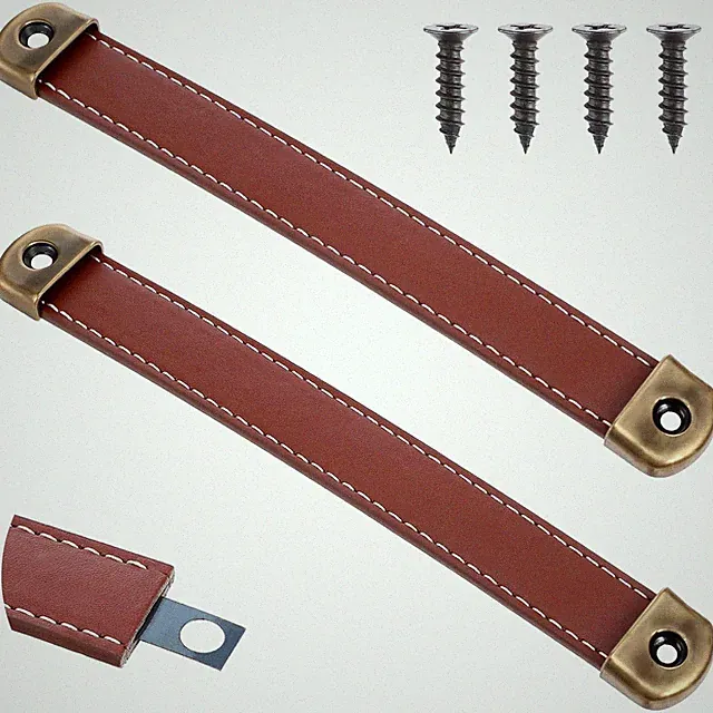 JJUNW 2 Stück Möbelgriff Leder Vintage Ledergriffe für Möbel Schrankgriff