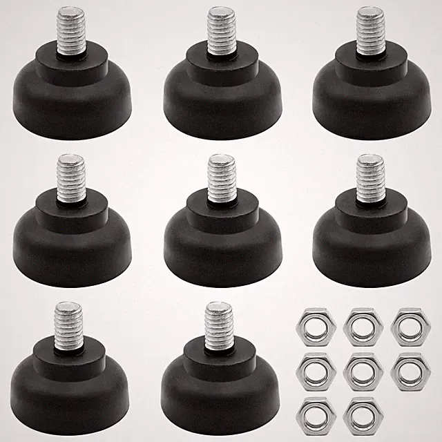 Joyan 8 Stück Möbelfüße Verstellbar, M8 x 35mm Runde Stellfüße, Gummifüße Sch...