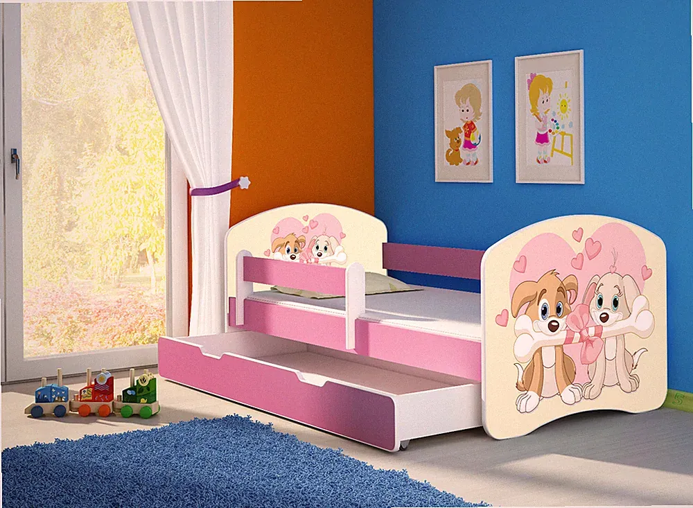 Jugendbett Kinderbett mit einer Schublade und Matratze ROSA 140x70 160x80 180x80