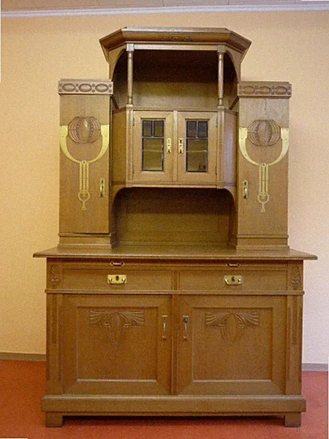 Jugendstil Speisezimmer Buffet Vitrine Tischler Otto Markneukirchen 1900 antik