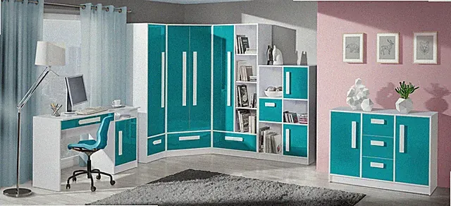 Jugendzimmer Kinderzimmer Komplett GULIVER Kommode, Schreibtisch, Regal,Schrank