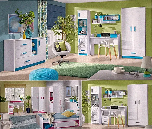 Jugendzimmer Kinderzimmer THIAGO B Komplettset Schrank Schreibtisch Kommode neu