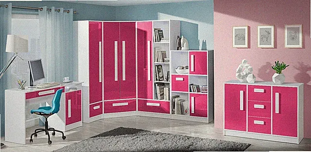 Jugendzimmer Komplett Kinderzimmer Schreibtisch Schrank weiß Hochglanz 20830
