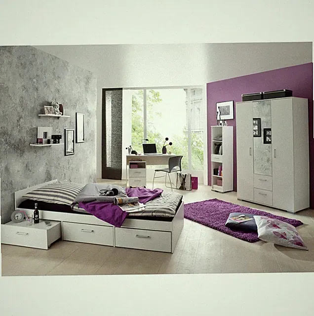 Jugendzimmer komplett Schreibtisch Bett Kinderzimmer Jugendbett Komplettzimmer