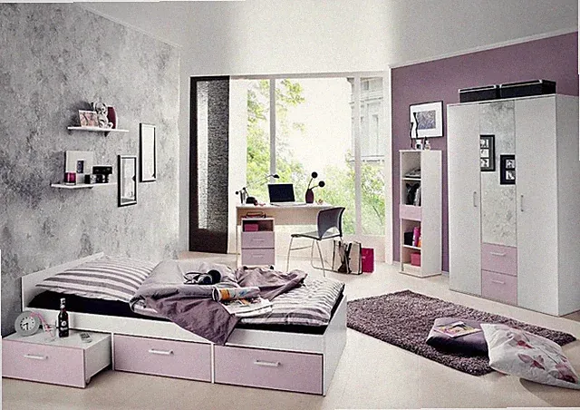 Jugendzimmer komplett Schreibtisch Bett Kinderzimmer Jugendbett Steffi