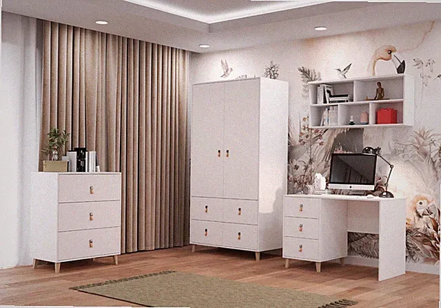 Jugendzimmer Komplett-Set Schrank Kommode Schreibtisch Wandregal FIGO 01