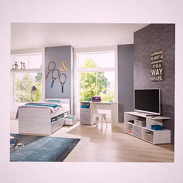 Jugendzimmer Set Insa 3-tlg. Bett inkl. Schubkasten, Schreibtisch, Lowboard SALE