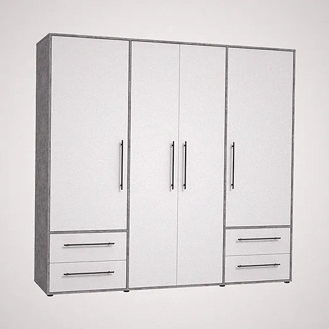 Jupiter Schrank 200 210, Kleiderschrank, Drehtürenschrank, 4türig, mit 4 Schu...