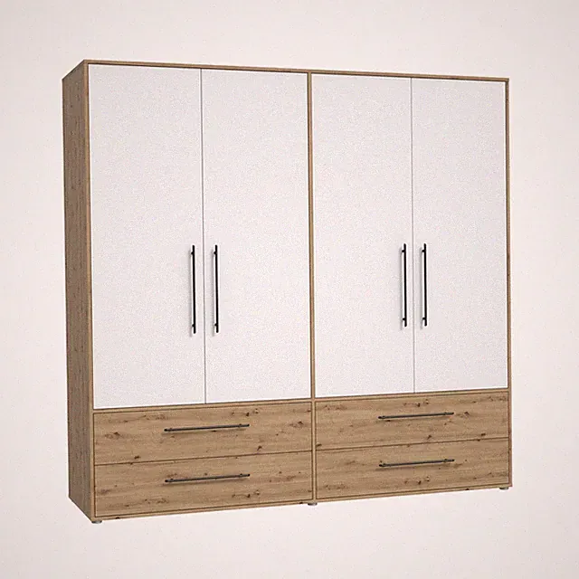 Jupiter Schrank 200 210, weißer Kleiderschrank, Drehtürenschrank, 4türig, mit...