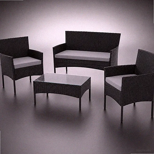 Juskys Fort Myers Sitzgruppe 4 Personen Polyrattan wetterfest schwarz NEU OVP