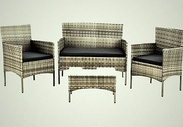 JUSKYS Polyrattan-Set Fort Myers - Sitzgruppe - grau-meliert - Neu