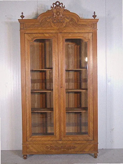 K 456 Antiker Bücherschrank Nussbaum Frankreich um 1900 Gründerzeit