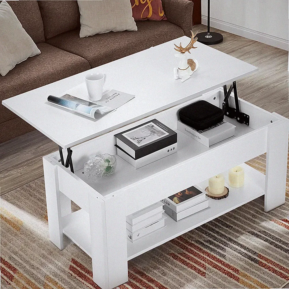 Kaffeetisch Couchtisch Höhenverstellbar 42-56cm mit Stauraum Wohnzimmer Tisch