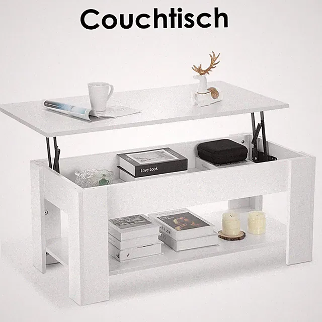 Kaffeetisch Couchtisch Sofatisch höhenverstellbar Wohnzimmertisch ausziehbar Zcl