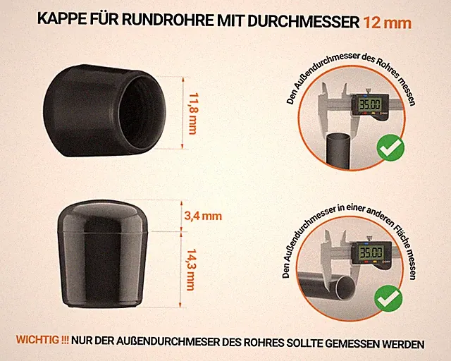 Kappe für Rund Rohr Rohrkappe Fussstopfen Stuhlfüsse Gewinde Möbelkappe Mütze