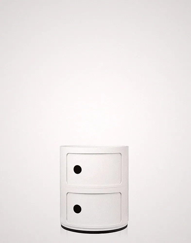 Kartell Componibili Schrank, weiß, 2 Elemente, runder Sockel