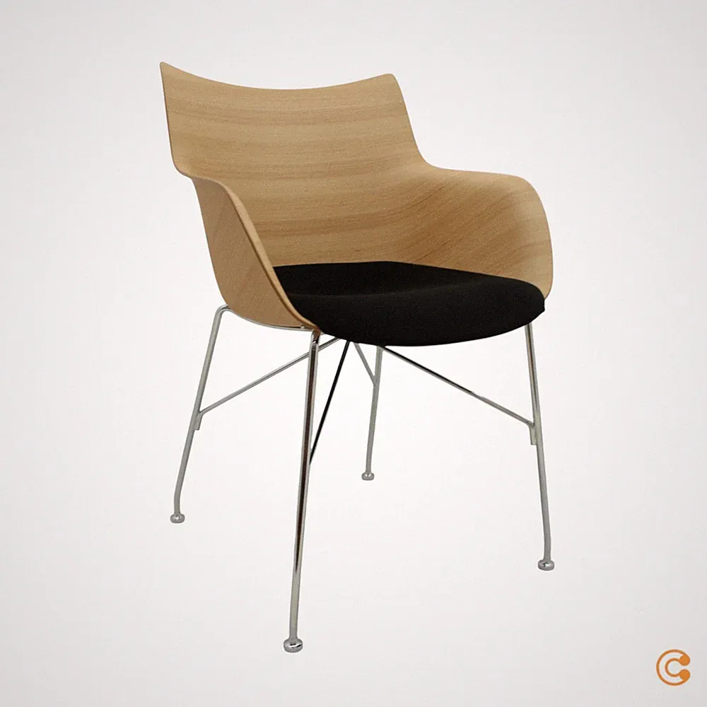 Kartell Q/Wood Stuhl mit Rollen Bürostuhl Schreibtischstuhl - Sehr Gut