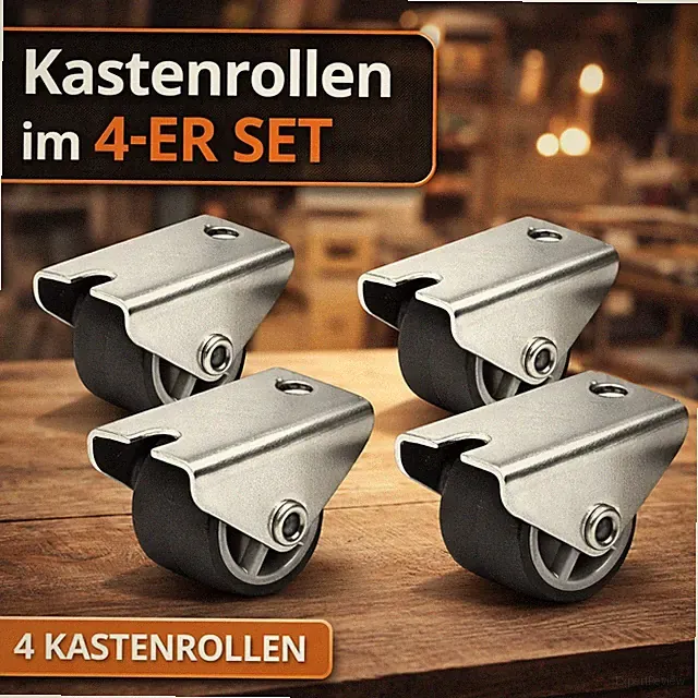 Kastenrollen-4ER Set Bockrolle Ø 25mm Kleine Rollen Möbelrollen Laufrollen Rad