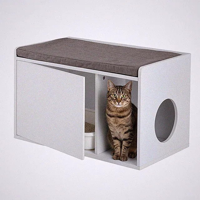 Katzenschrank Katzenkommode Katzenklo-Möbel Sitzbank für Katzen 200 kg MDF
