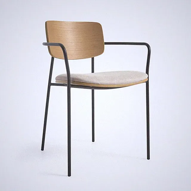 Kave Home Stuhl Sessel Maureen Holz Beige Metall Eichenfurnier Naturausführung