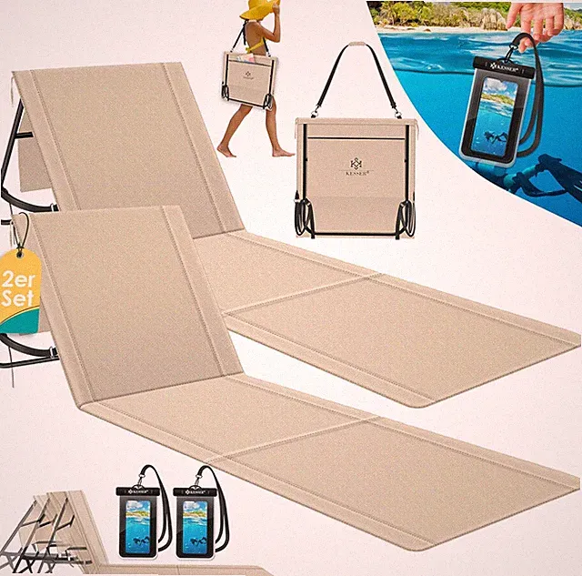 KESSER® 2Er Set Strandmatte Klappbar Mit Verstellbarer Rückenlehne, Tragegurt, W