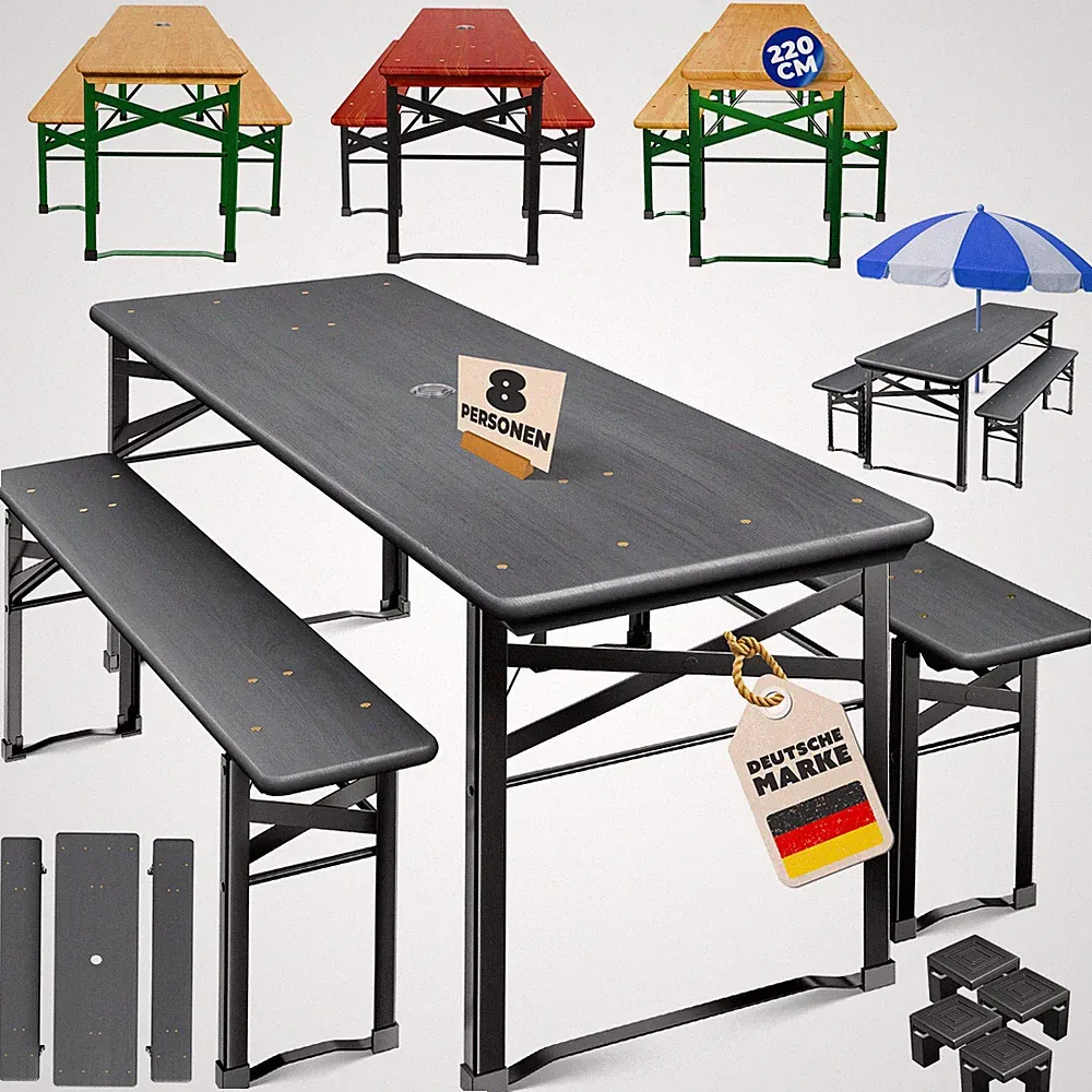 KESSER® Bierzeltgarnitur Festzeltgarnitur klappbar Holz Biertisch Garnitur Set