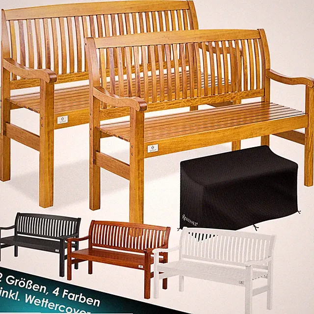 KESSER® Gartenbank Massivholz Sitzbank bis 3/4 Sitzer Parkbank wetterfest Cover