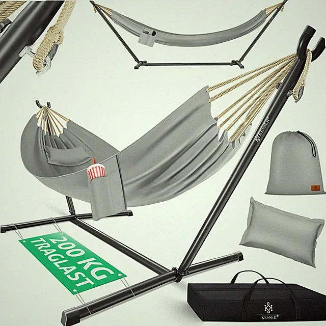 KESSER® Hängematte mit Gestell XXL Hängeliege Outdoor Sonnenliege bis 200kg Pool
