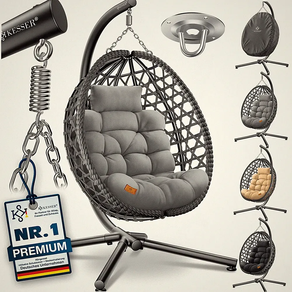 KESSER® Hängesessel mit Gestell Garten Relax Schaukel In & Outdoor Hänge Stuhl