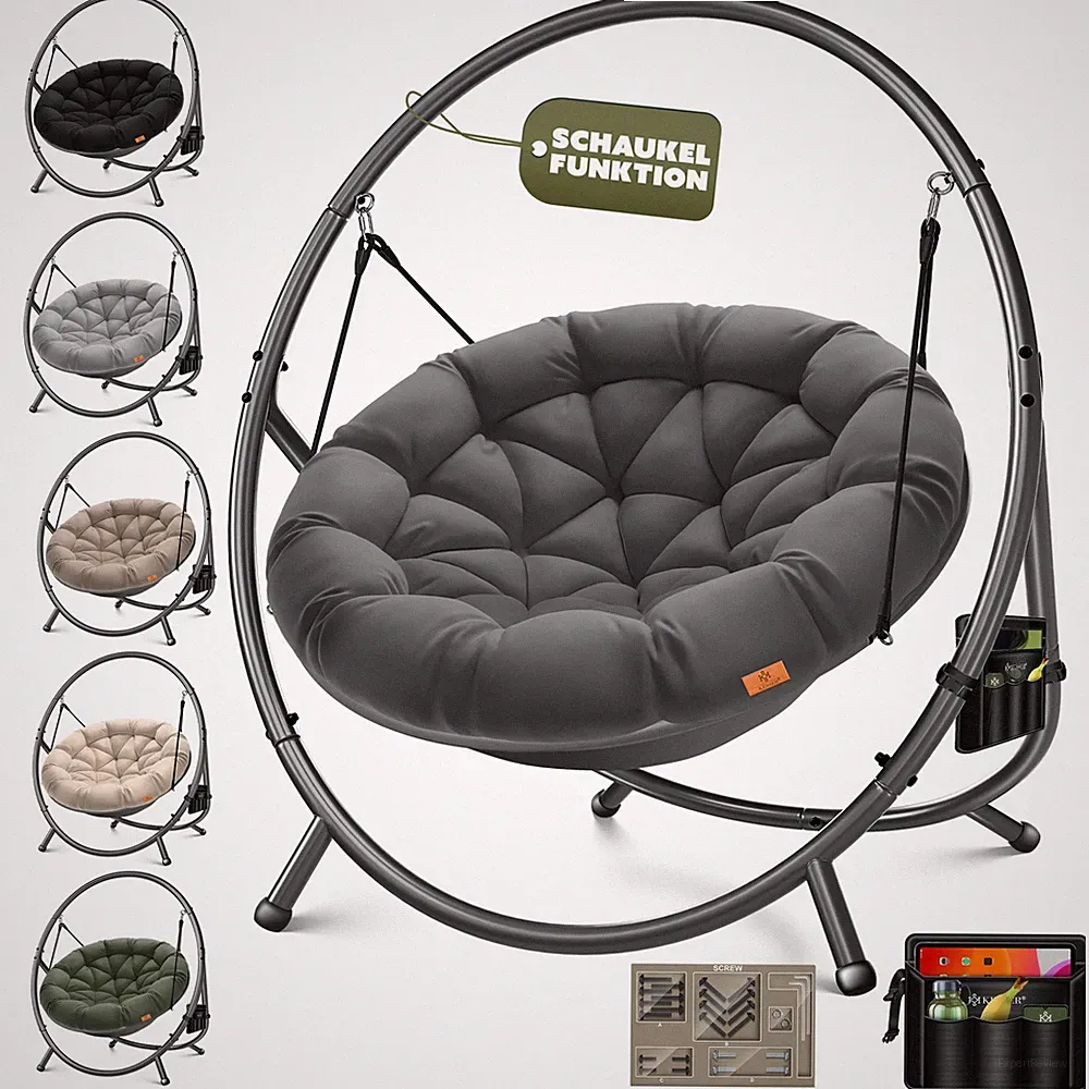 KESSER® Hängesessel mit Gestell Kissen Hängeschaukel Hängestuhl 150kg Hängekorb