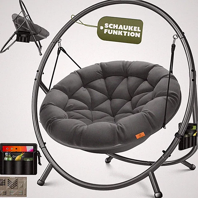 KESSER® Hängesessel mit Gestell Kissen Hängeschaukel Hängestuhl 150kg Hängekorb