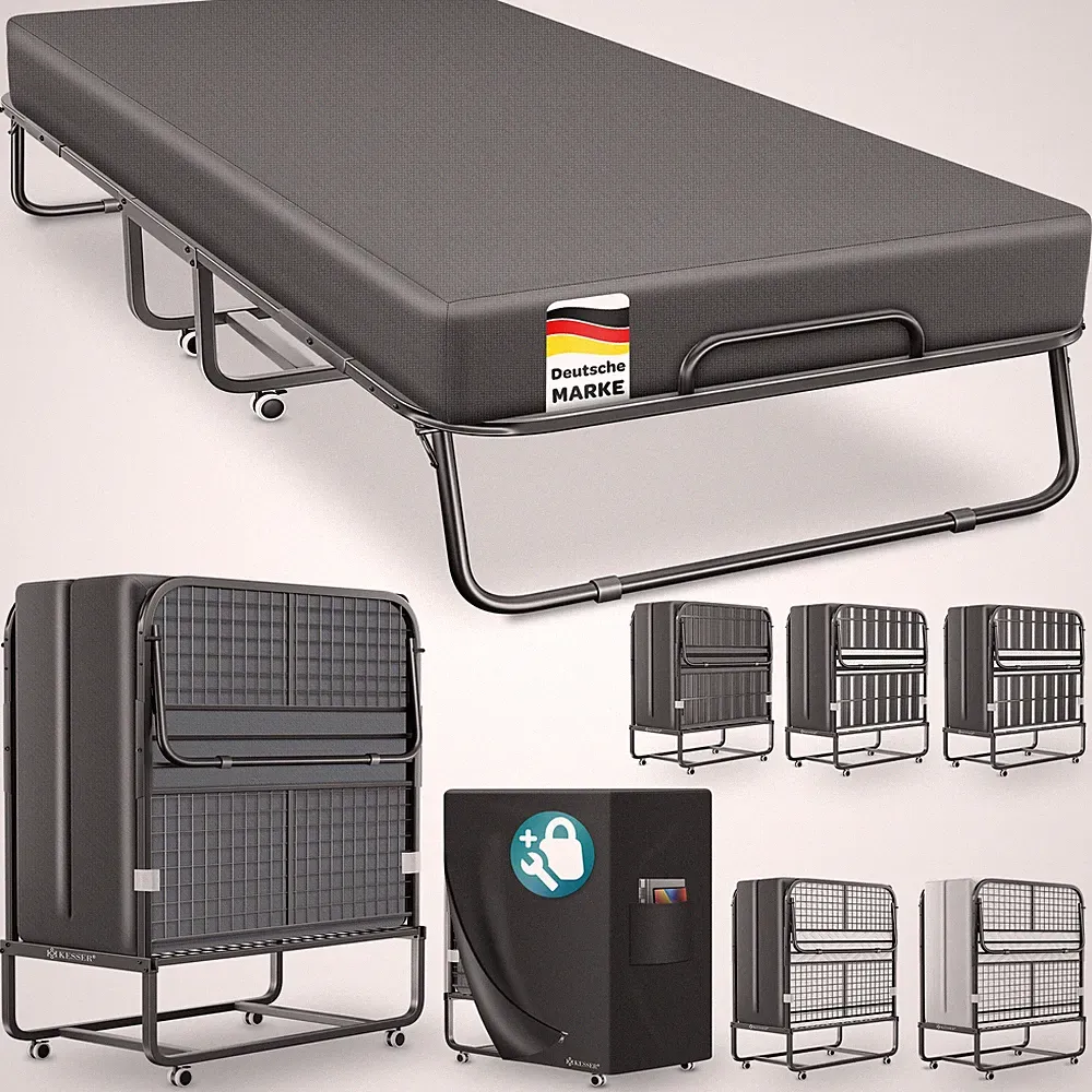 KESSER® Klappbett Gästebett bis 250kg Reisebett inkl. Matratze, Rollen & Cover