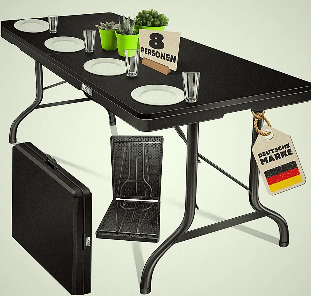 KESSER® Klapptisch Gartentisch 183cm Buffettisch für Balkon Camping Party Tisch