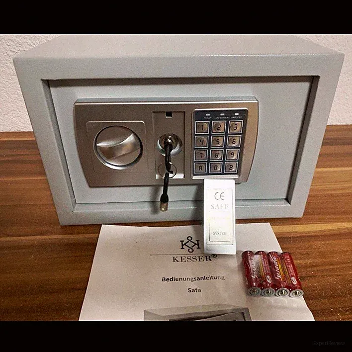 KESSER Möbeltresor elektronisch Zahlencode, 2 Schlüssel, LED-Licht, grau