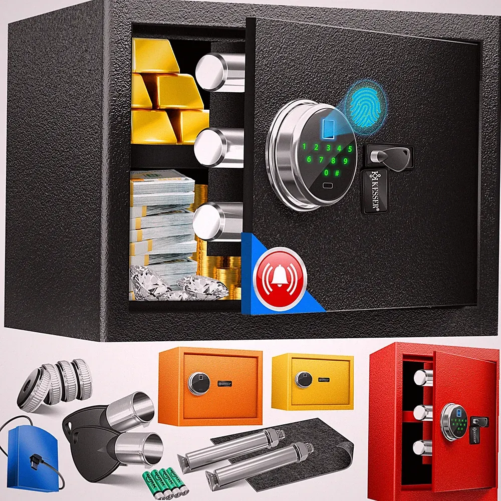 KESSER® Safe elektronischer Wand & Möbel Tresor Fingerabdruck Schlüssel Not-Akku