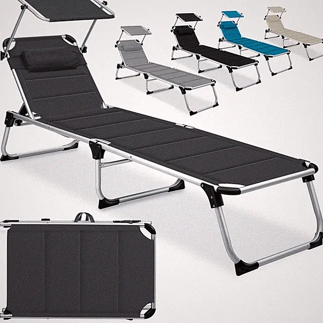 KESSER® Sonnenliege Gartenliege Alu Strandliege Dach & Kopfkissen klappbar 212cm