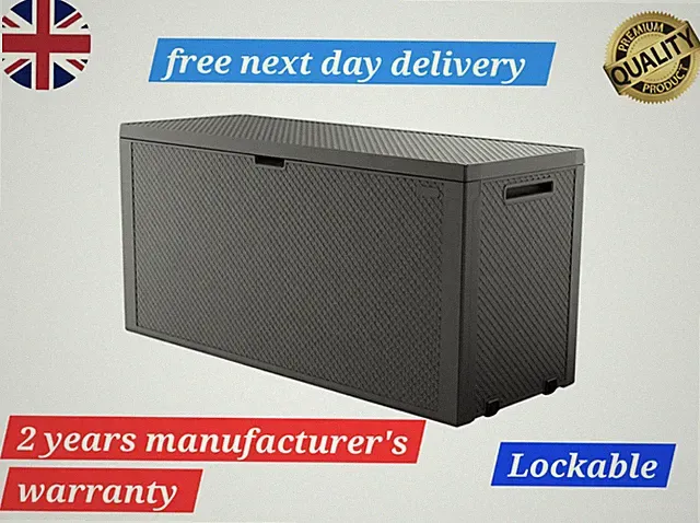 Keter Emily 277L Outdoor Garten Aufbewahrungsbox abschließbar Kunststoff Aufbewahrungstruhe NEU