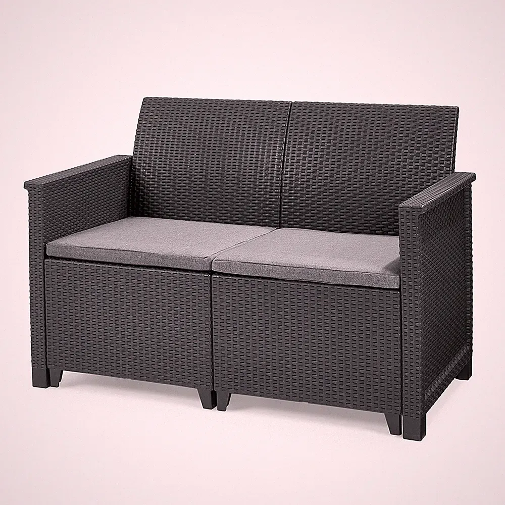 Keter Gartensofa "Emma" 2er Sofa, Loungesofa für Garten & Terrasse, Gartenmöbel