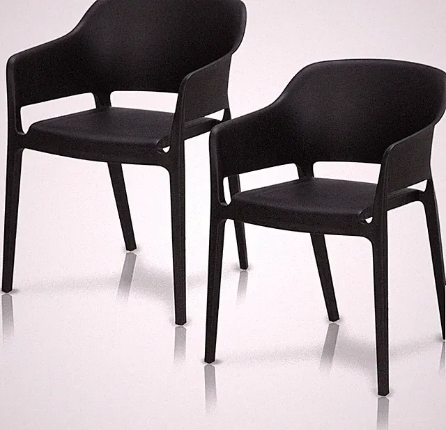 KHG Gartenstuhl 2er Set Schwarz Stapelbar Outdoor Bistrostuhl mit Armlehnen