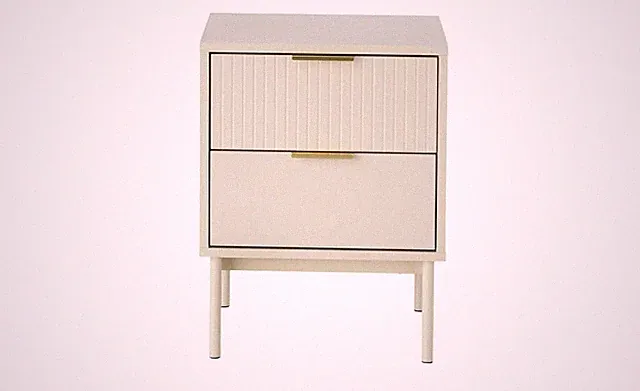 KHG Nanno Nachtkommode 40 cm Kaschmir 2 Schubladen Metallgestell