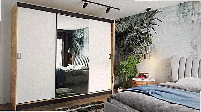 KIER FURNITURE 200/138 cm Schiebegarderobe, Schrank, Kleiderschränke